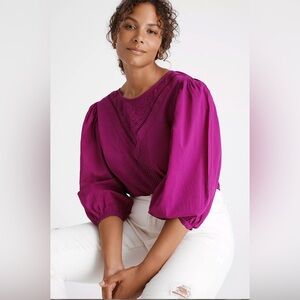 Kelsie Blouse by Farm Rio for Anthropologie Size 2X Magenta Purple